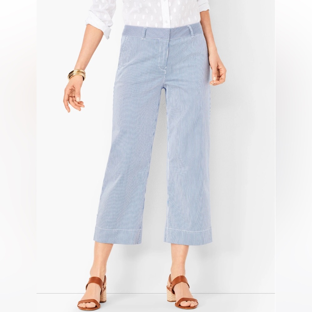 NEW! Talbots Wide-Leg Crop Length Pinstripe Pants